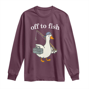 Funny Goose Fishing Long Sleeve Shirt Off to Fish Cute Waterfowl Angler Gift for Fishing Lovers