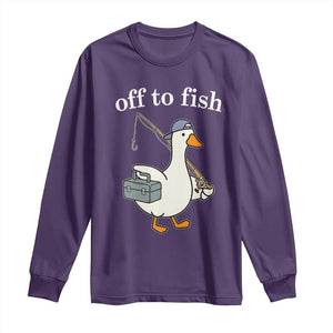 Funny Goose Fishing Long Sleeve Shirt Off to Fish Cute Waterfowl Angler Gift for Fishing Lovers