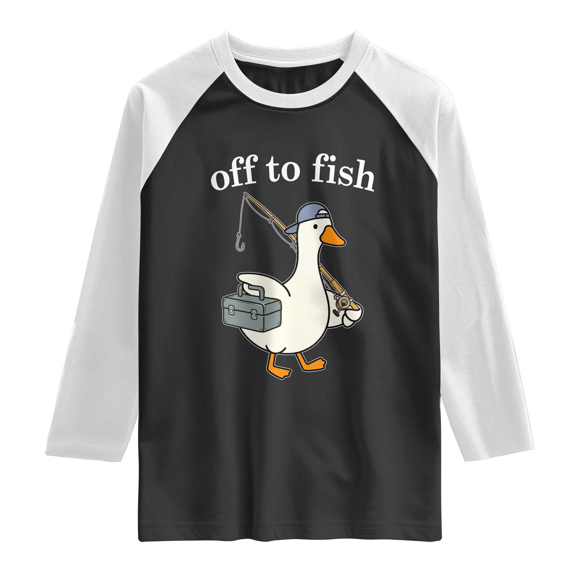 Funny Goose Fishing Raglan Shirt Off to Fish Cute Waterfowl Angler Gift for Fishing Lovers