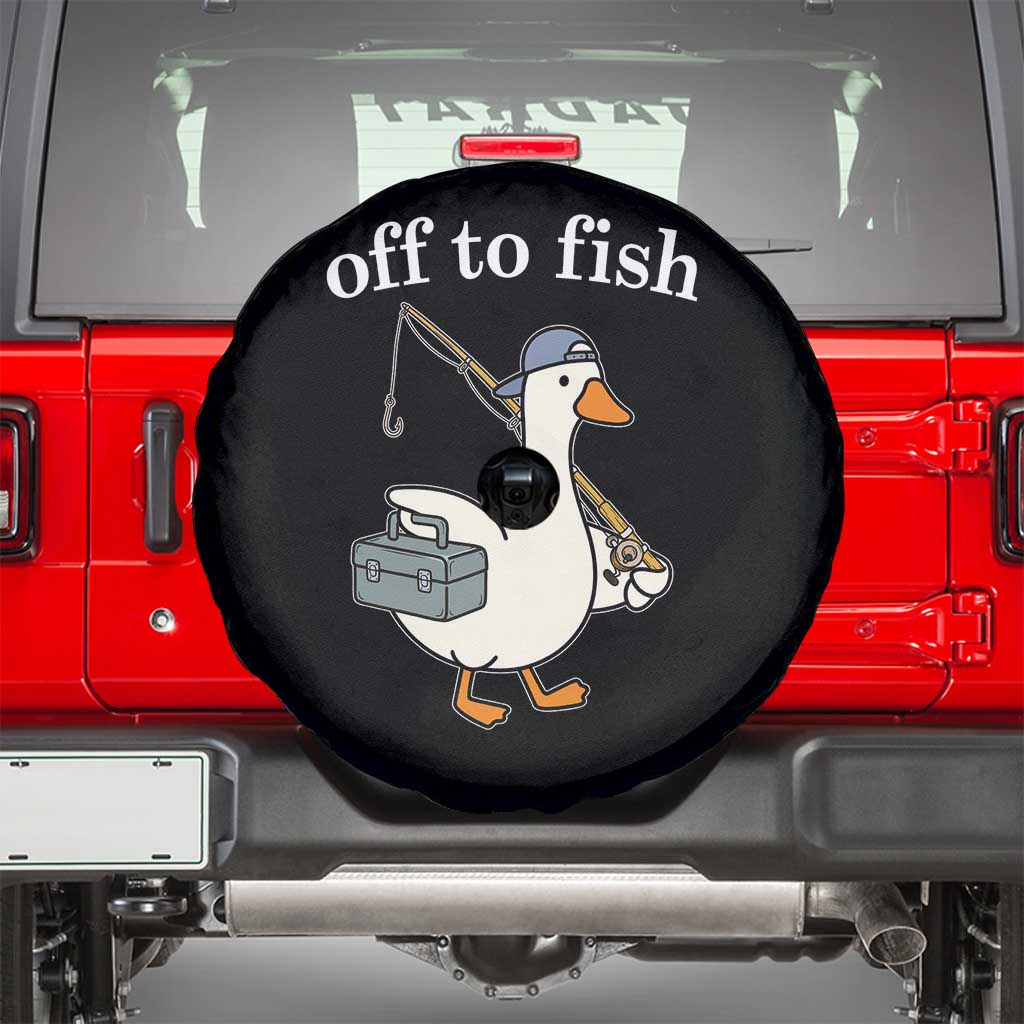 Funny Goose Fishing Spare Tire Cover Off to Fish Cute Waterfowl Angler Gift for Fishing Lovers
