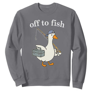 Funny Goose Fishing Sweatshirt Off to Fish Cute Waterfowl Angler Gift for Fishing Lovers