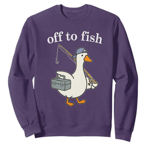 Funny Goose Fishing Sweatshirt Off to Fish Cute Waterfowl Angler Gift for Fishing Lovers