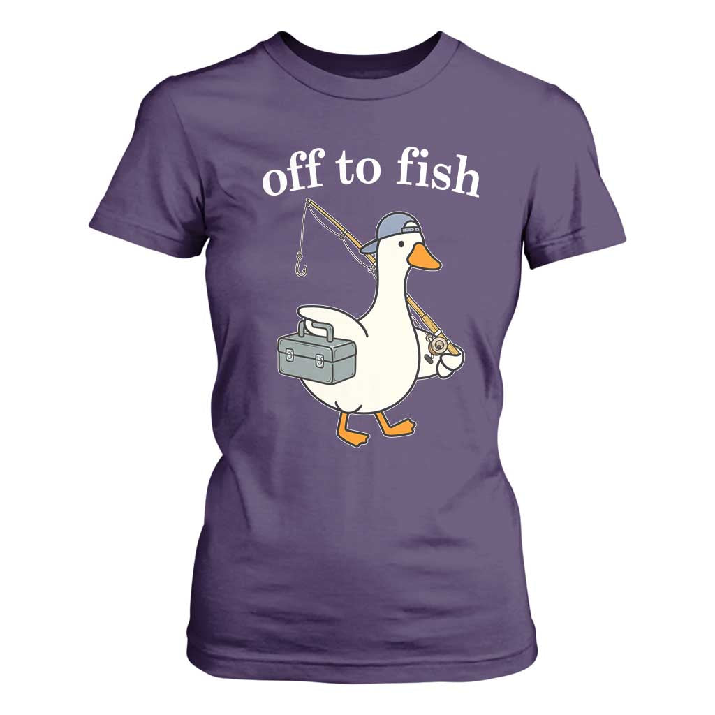 Funny Goose Fishing T Shirt For Women Off to Fish Cute Waterfowl Angler Gift for Fishing Lovers