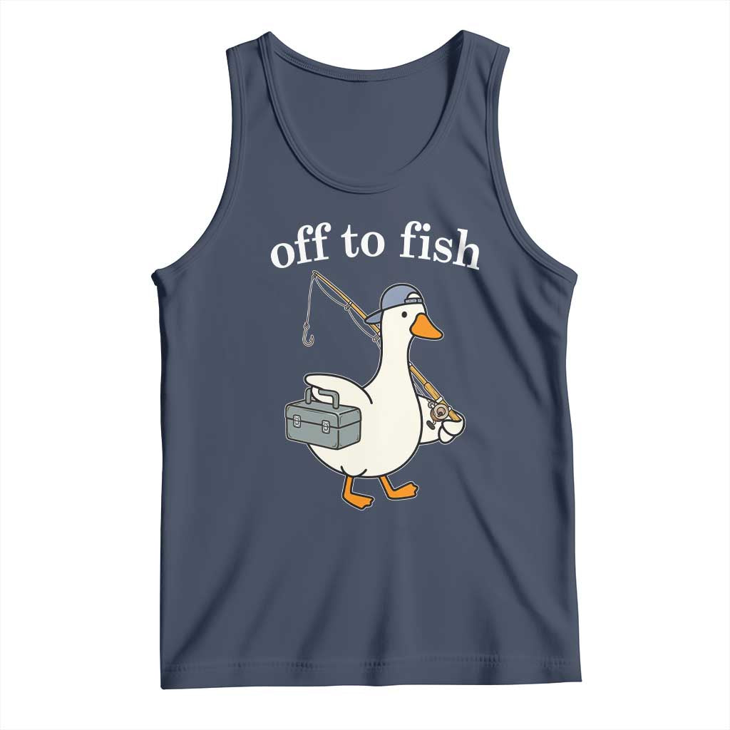 Funny Goose Fishing Tank Top Off to Fish Cute Waterfowl Angler Gift for Fishing Lovers