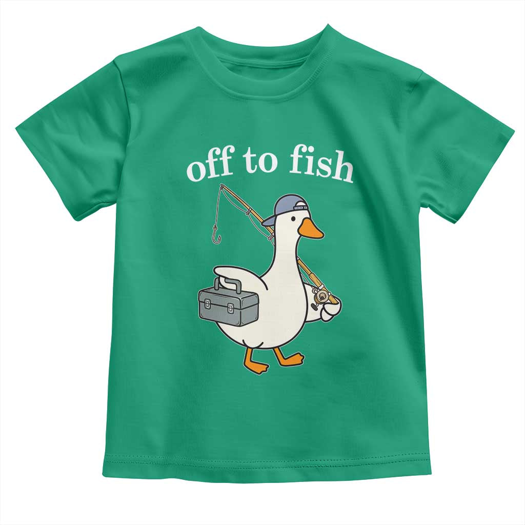 Funny Goose Fishing Toddler T Shirt Off to Fish Cute Waterfowl Angler Gift for Fishing Lovers
