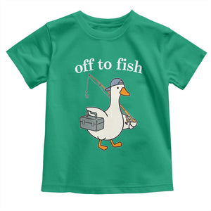 Funny Goose Fishing Toddler T Shirt Off to Fish Cute Waterfowl Angler Gift for Fishing Lovers