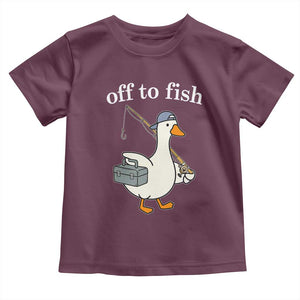Funny Goose Fishing Toddler T Shirt Off to Fish Cute Waterfowl Angler Gift for Fishing Lovers