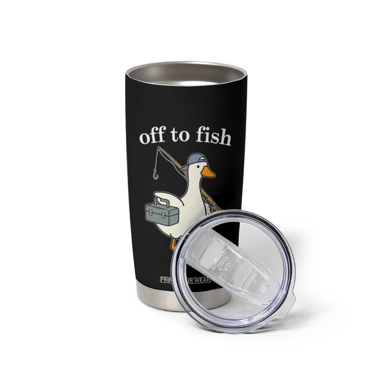 Funny Goose Fishing Tumbler Cup Off to Fish Cute Waterfowl Angler Gift for Fishing Lovers