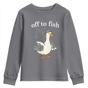 Funny Goose Fishing Youth Sweatshirt Off to Fish Cute Waterfowl Angler Gift for Fishing Lovers