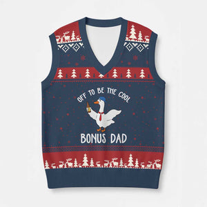 Funny Stepdad Silly Goose V-Neck Knit Sweater Vest Off To Be The Cool Bonus Dad TS10 Navy Red Print Your Wear