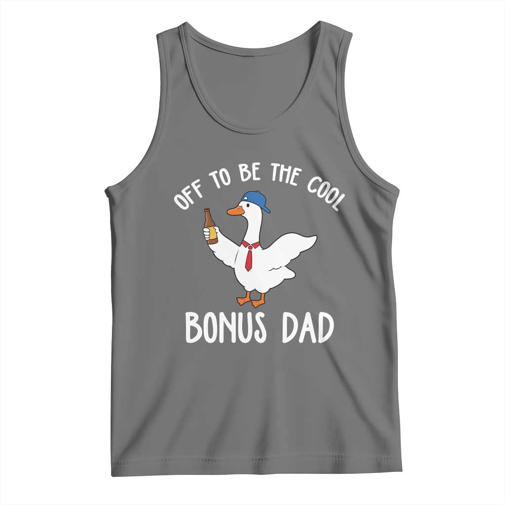 Funny Stepdad Silly Goose Tank Top Off To Be The Cool Bonus Dad TS10 Black Heather Print Your Wear