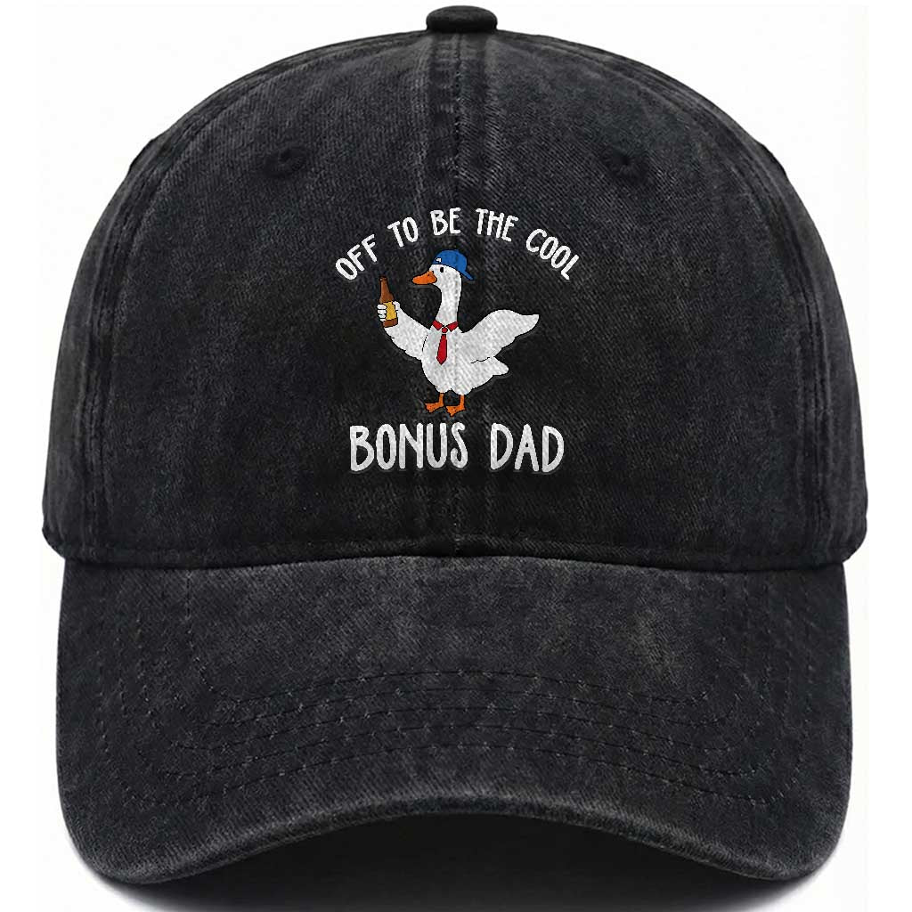 Funny Stepdad Silly Goose Washed Cotton Baseball Cap Off To Be The Cool Bonus Dad TS10 Print Your Wear