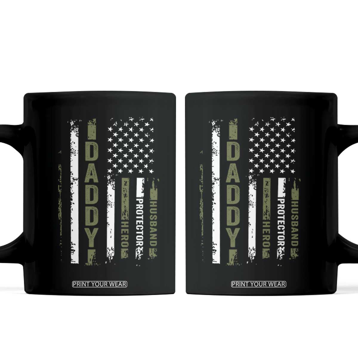 Daddy Husband Protector Hero Coffee Mug Fathers Day Vintage American Flag