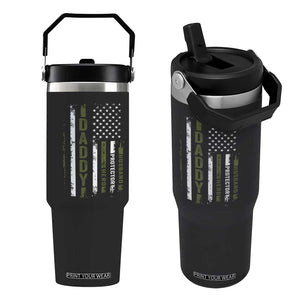 Daddy Husband Protector Hero Flip Straw Tumbler Fathers Day Vintage American Flag