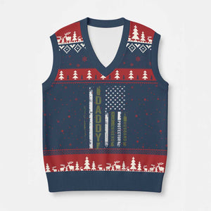 Daddy Husband Protector Hero V-Neck Knit Sweater Vest Fathers Day Vintage American Flag