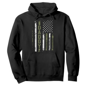 Daddy Husband Protector Hero Hoodie Fathers Day Vintage American Flag