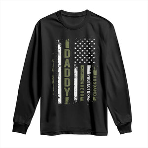 Daddy Husband Protector Hero Long Sleeve Shirt Fathers Day Vintage American Flag