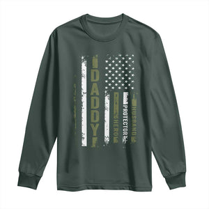 Daddy Husband Protector Hero Long Sleeve Shirt Fathers Day Vintage American Flag