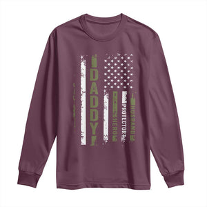 Daddy Husband Protector Hero Long Sleeve Shirt Fathers Day Vintage American Flag