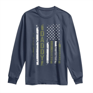 Daddy Husband Protector Hero Long Sleeve Shirt Fathers Day Vintage American Flag
