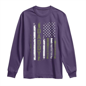 Daddy Husband Protector Hero Long Sleeve Shirt Fathers Day Vintage American Flag