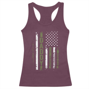 Daddy Husband Protector Hero Racerback Tank Top Fathers Day Vintage American Flag