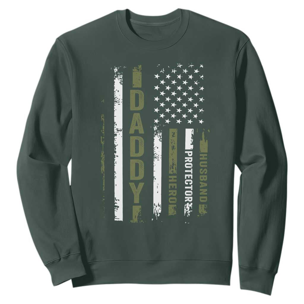 Daddy Husband Protector Hero Sweatshirt Fathers Day Vintage American Flag
