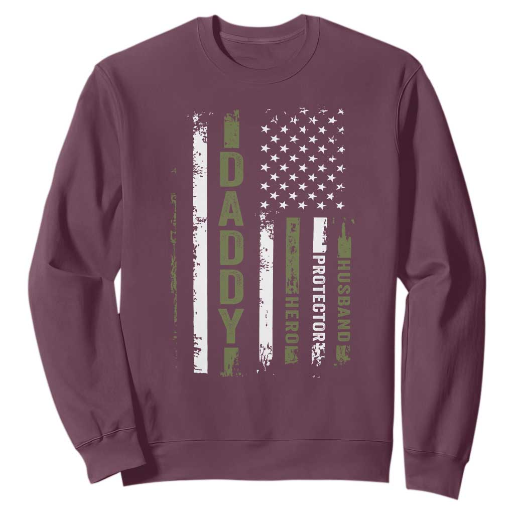 Daddy Husband Protector Hero Sweatshirt Fathers Day Vintage American Flag