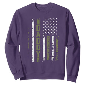 Daddy Husband Protector Hero Sweatshirt Fathers Day Vintage American Flag
