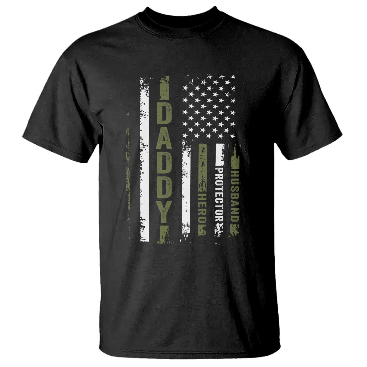 Daddy Husband Protector Hero T Shirt Fathers Day Vintage American Flag