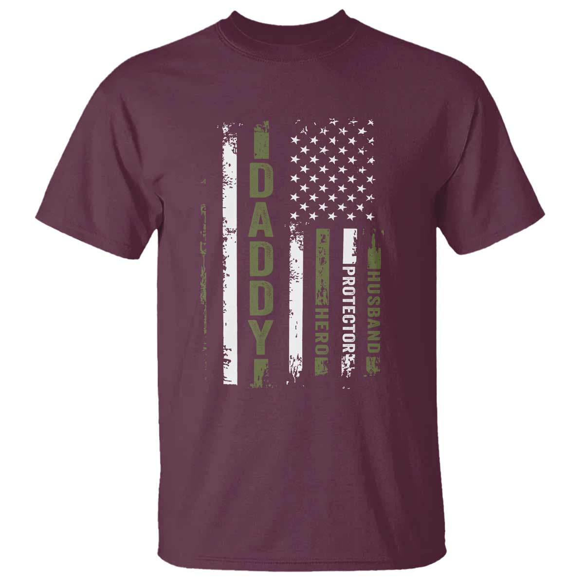 Daddy Husband Protector Hero T Shirt Fathers Day Vintage American Flag