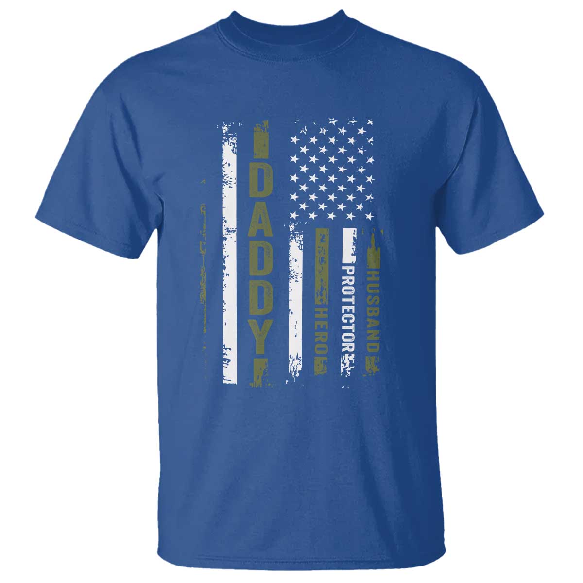 Daddy Husband Protector Hero T Shirt Fathers Day Vintage American Flag