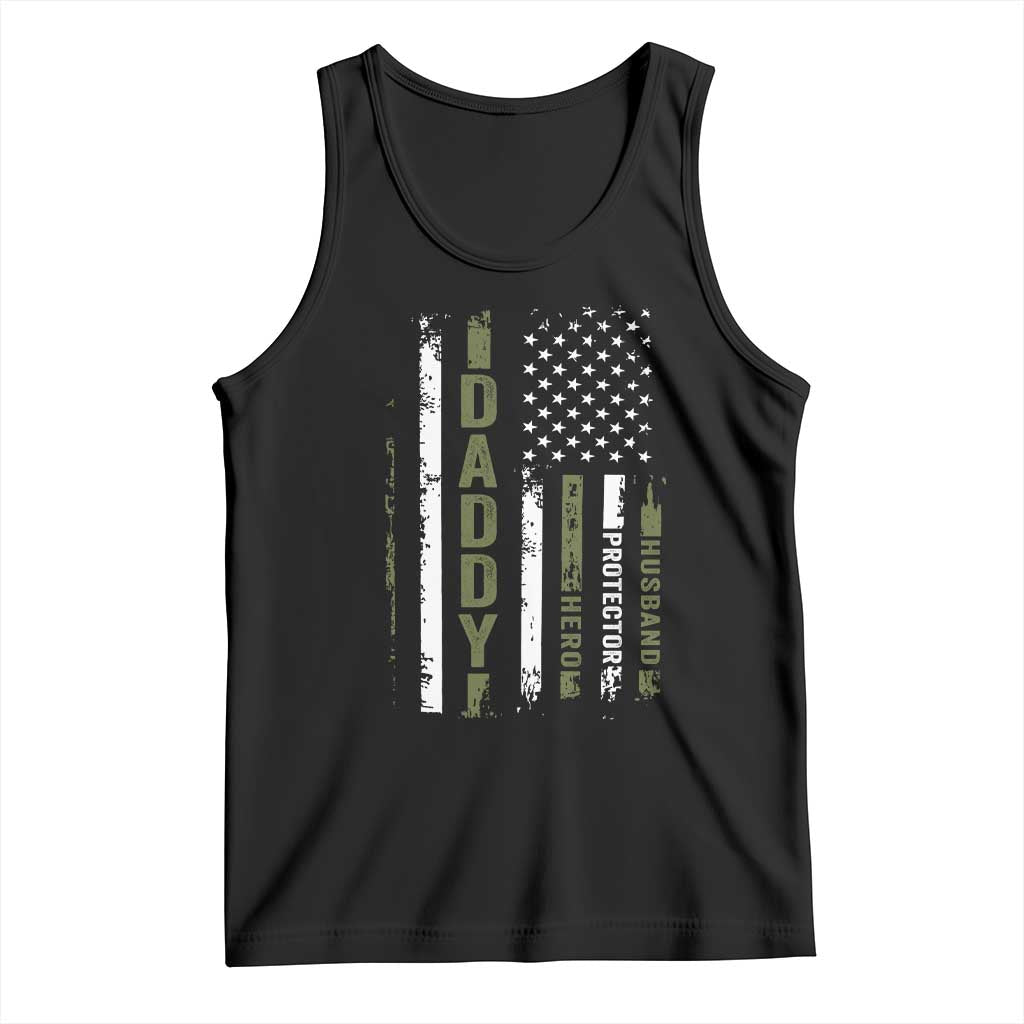 Daddy Husband Protector Hero Tank Top Fathers Day Vintage American Flag TS10 Black Print Your Wear