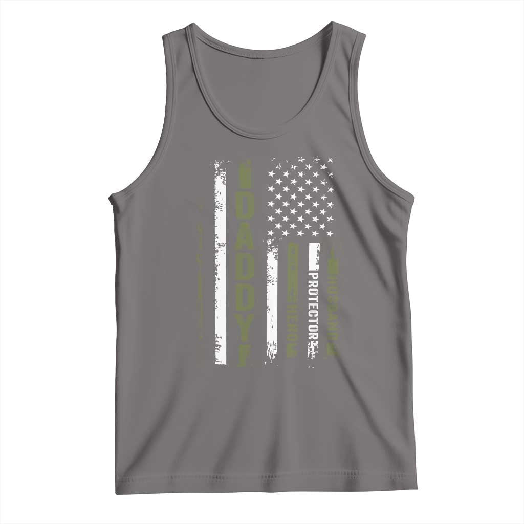 Daddy Husband Protector Hero Tank Top Fathers Day Vintage American Flag