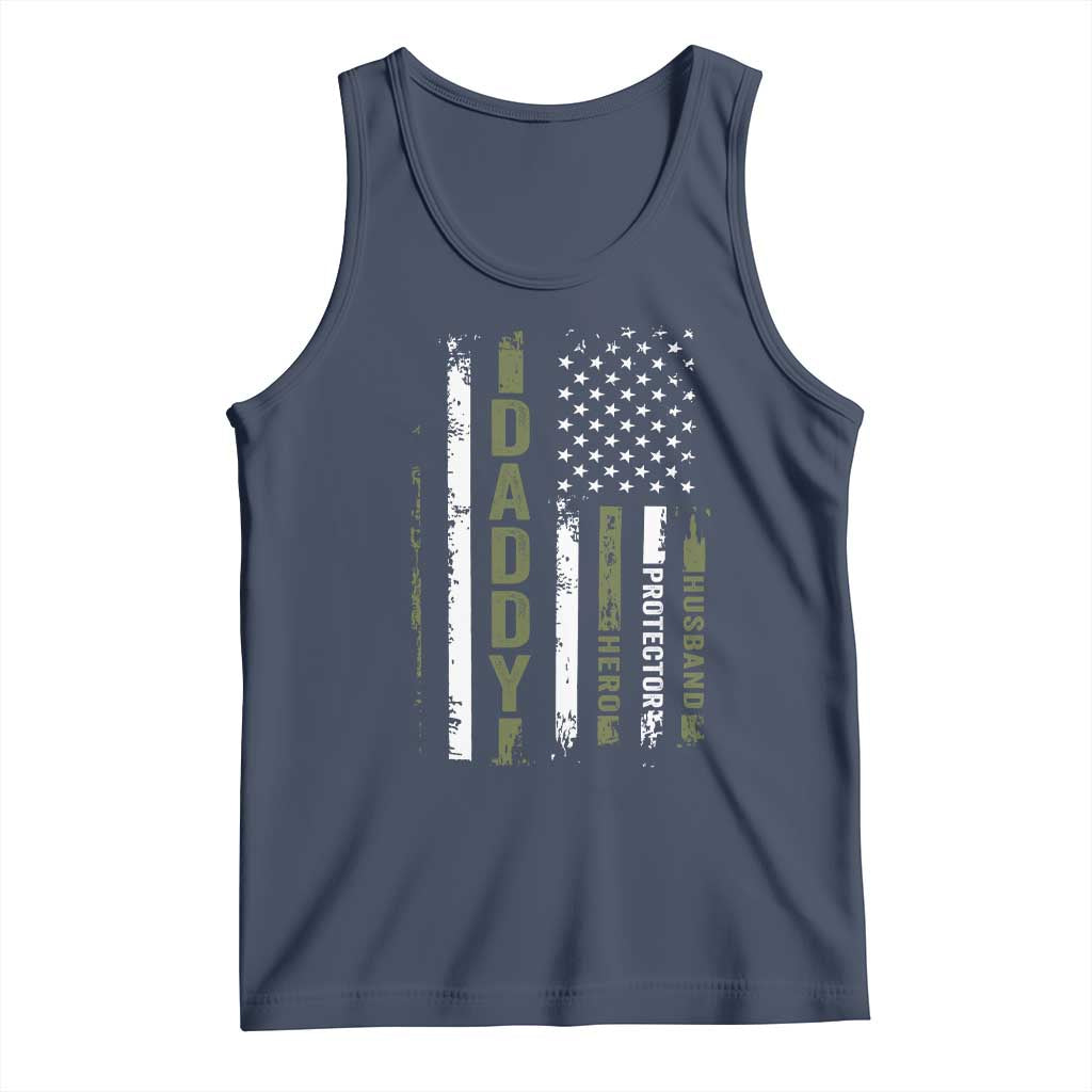 Daddy Husband Protector Hero Tank Top Fathers Day Vintage American Flag