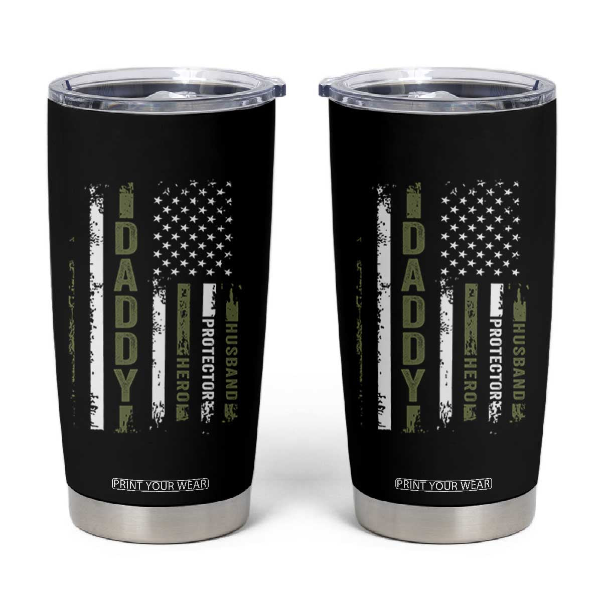 Daddy Husband Protector Hero Tumbler Cup Fathers Day Vintage American Flag
