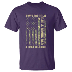 Funny Stepdad T Shirt I Have Two Titles Dad And Bonus Dad Camo American Flag TS10 Purple Print Your Wear