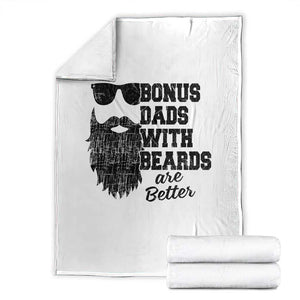 Bonus Dads With Beards Are Better Throw Blanket Retro Step Dad Fathers Day