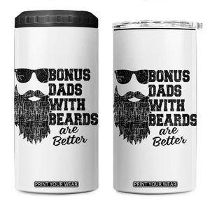 Bonus Dads With Beards Are Better 4 in 1 Can Cooler Tumbler Retro Step Dad Fathers Day