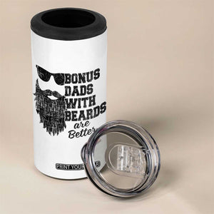 Bonus Dads With Beards Are Better 4 in 1 Can Cooler Tumbler Retro Step Dad Fathers Day