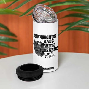 Bonus Dads With Beards Are Better 4 in 1 Can Cooler Tumbler Retro Step Dad Fathers Day
