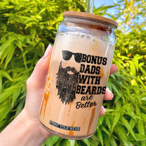 Bonus Dads With Beards Are Better Glass Can Retro Step Dad Fathers Day