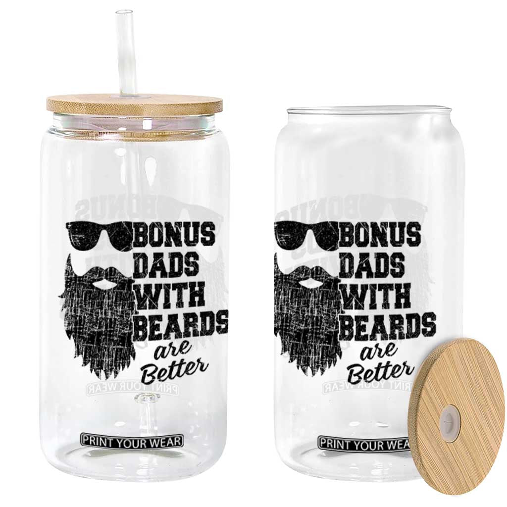 Bonus Dads With Beards Are Better Glass Can Retro Step Dad Fathers Day
