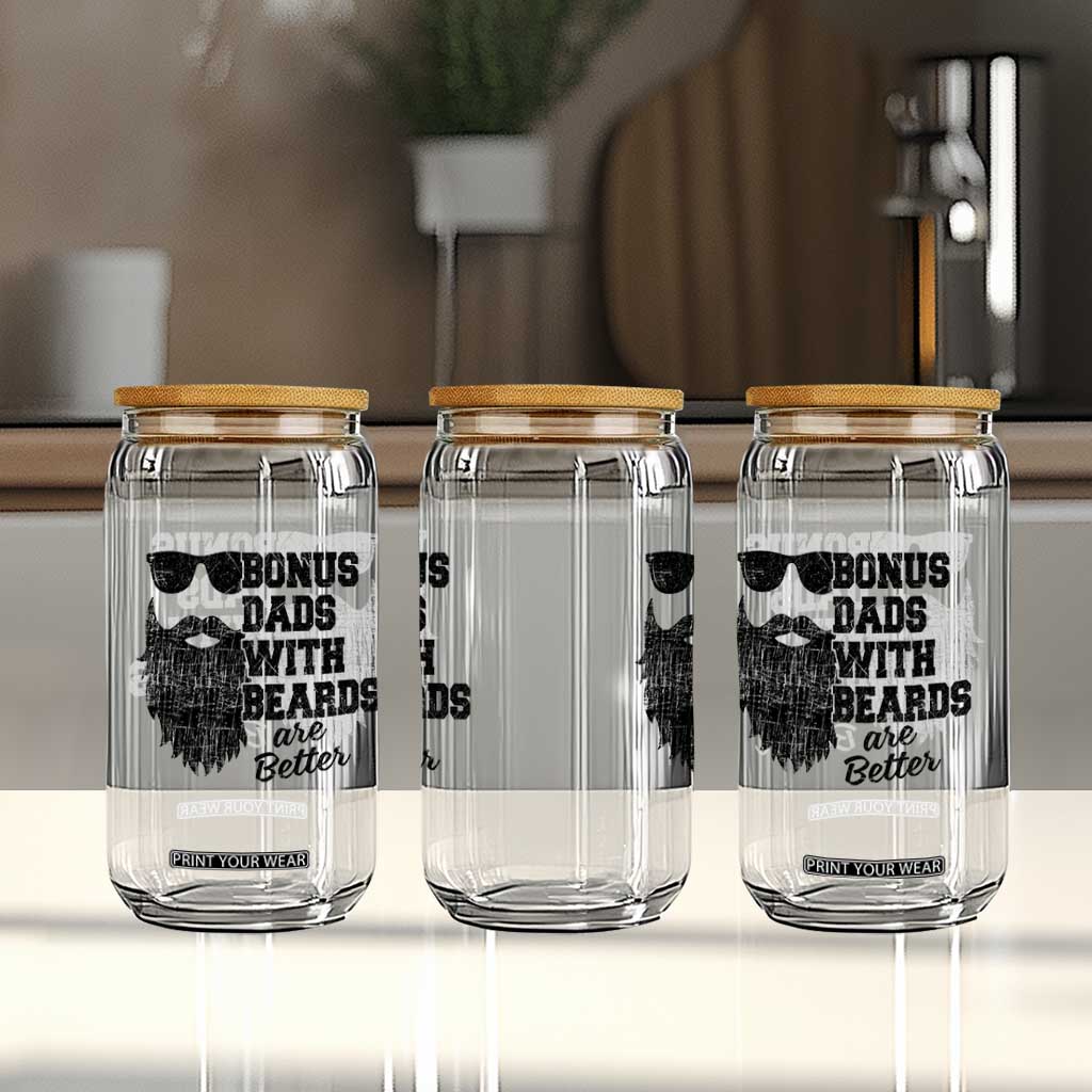 Bonus Dads With Beards Are Better Glass Can Retro Step Dad Fathers Day