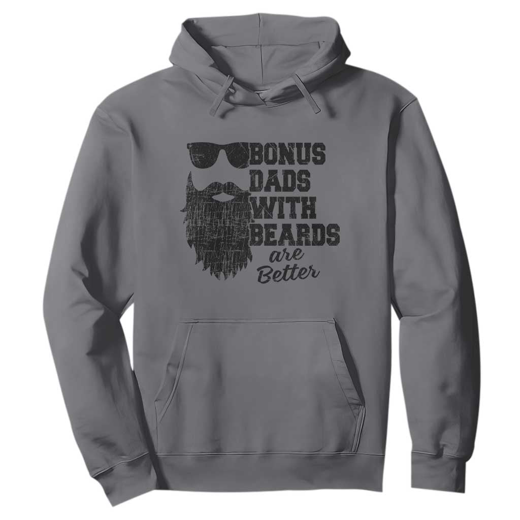 Bonus Dads With Beards Are Better Hoodie Retro Step Dad Fathers Day