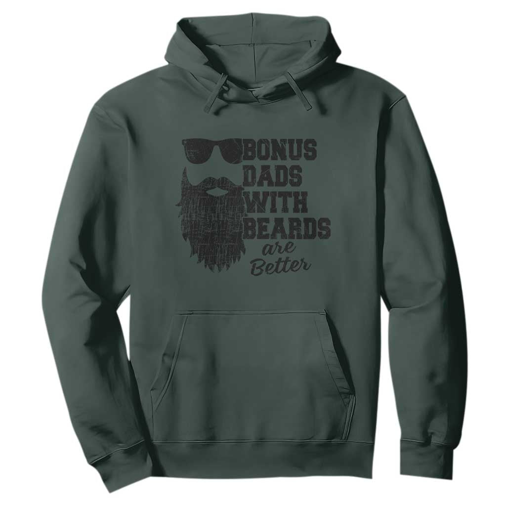 Bonus Dads With Beards Are Better Hoodie Retro Step Dad Fathers Day