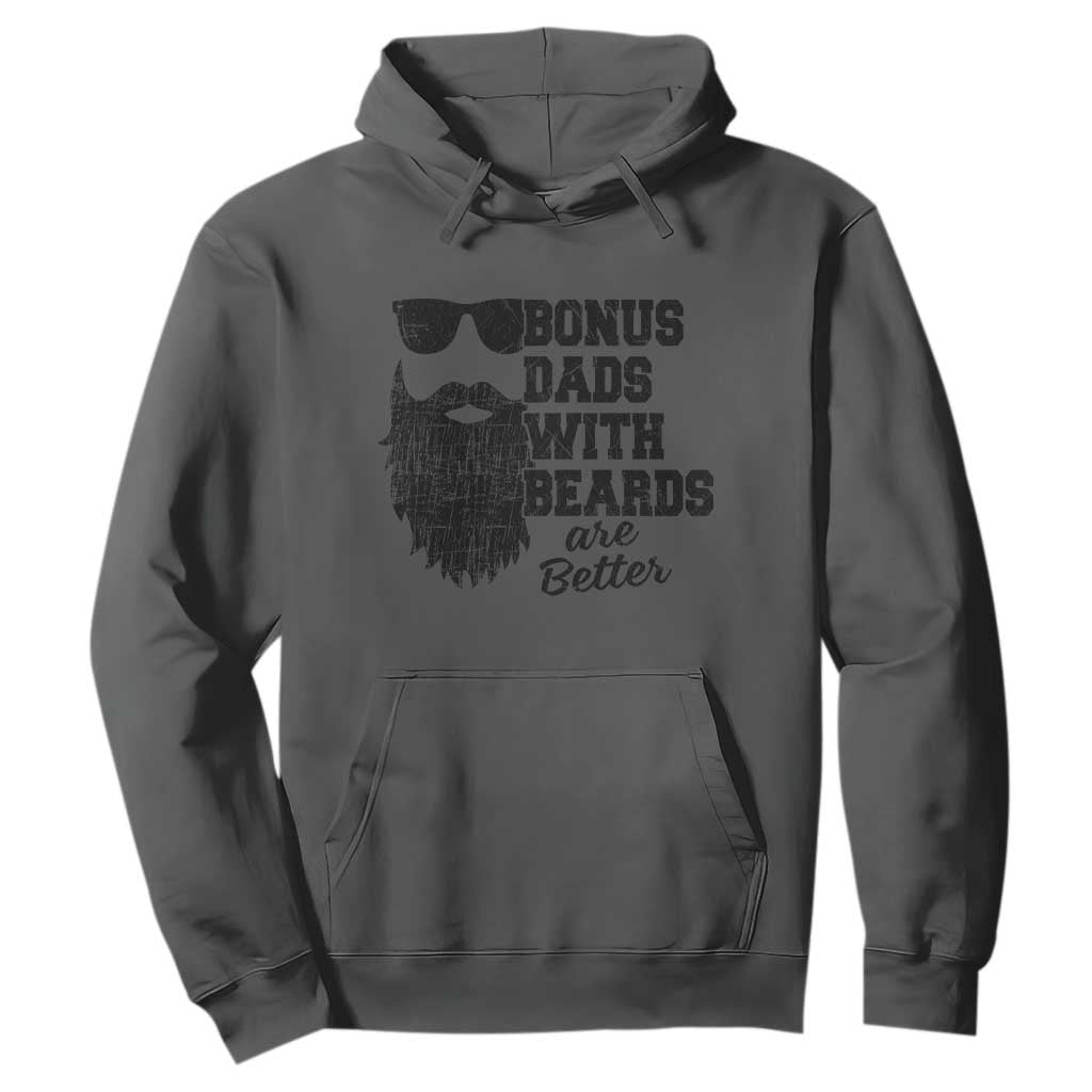 Bonus Dads With Beards Are Better Hoodie Retro Step Dad Fathers Day