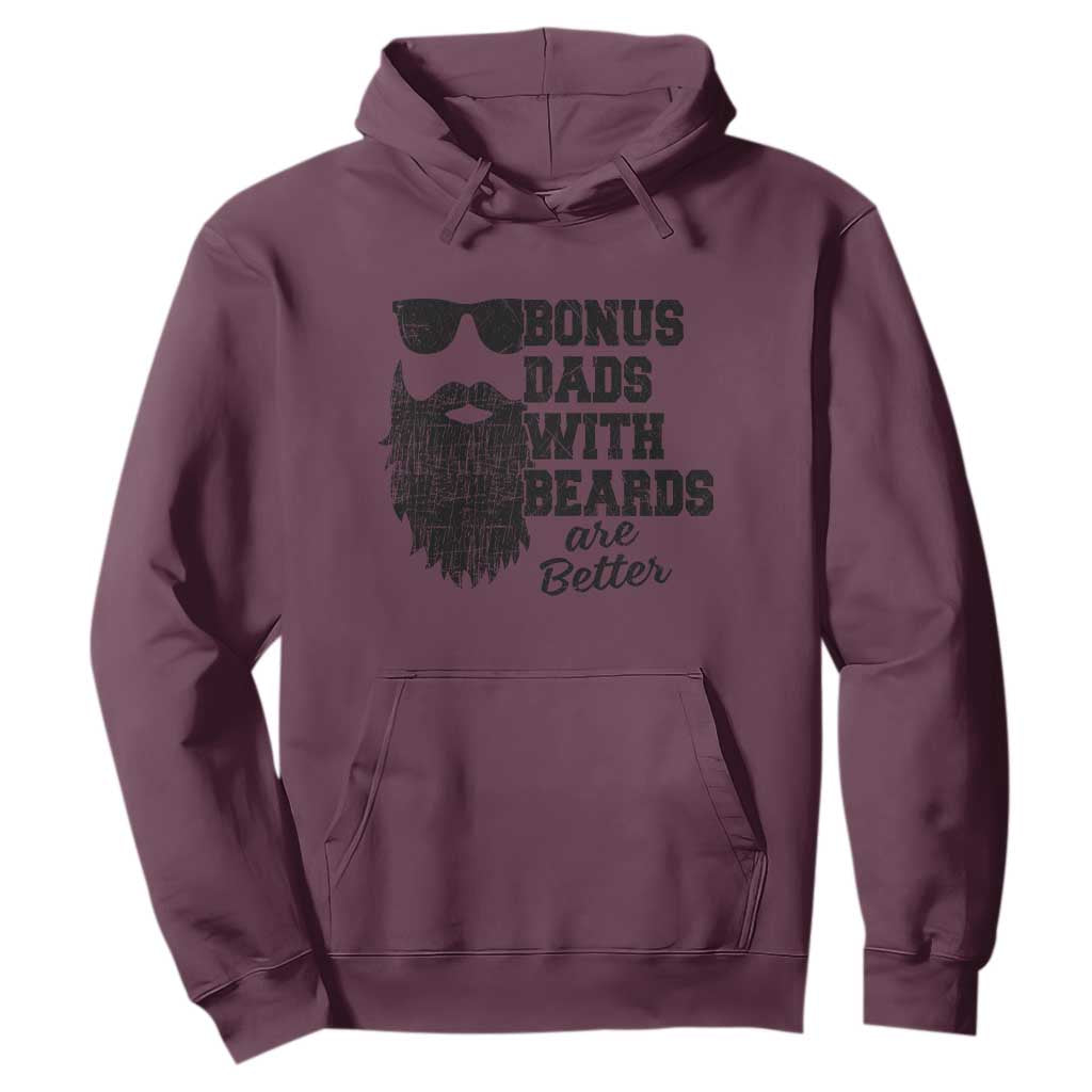 Bonus Dads With Beards Are Better Hoodie Retro Step Dad Fathers Day