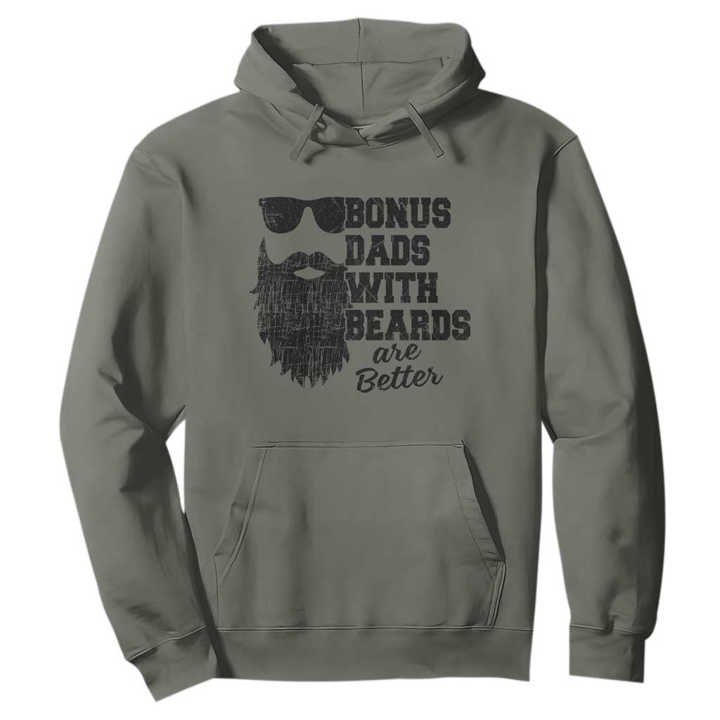 Bonus Dads With Beards Are Better Hoodie Retro Step Dad Fathers Day