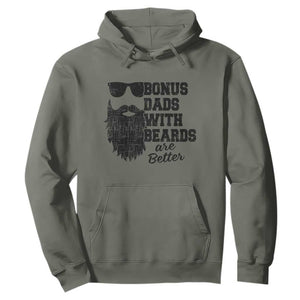 Bonus Dads With Beards Are Better Hoodie Retro Step Dad Fathers Day